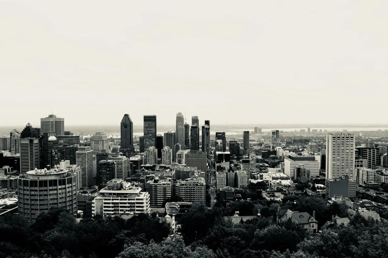 Montreal, Quebec skyline from Mount Royal with St. Lawrence River — crowd control services in Montreal