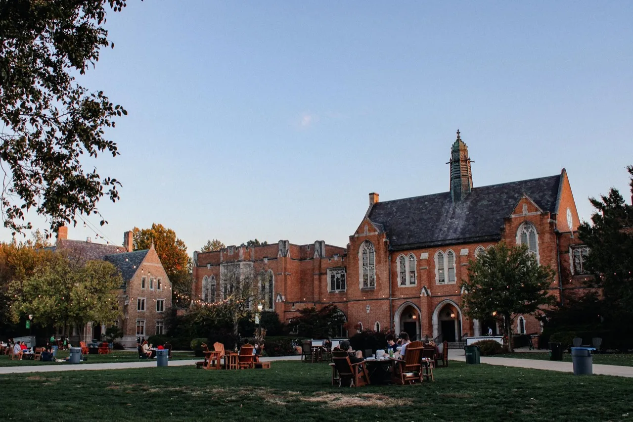 University campus event with students gathering at Canadian college outdoor festival