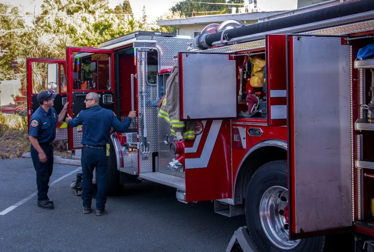 Fire watch officer conducting a fire safety inspection during a sprinkler system impairment